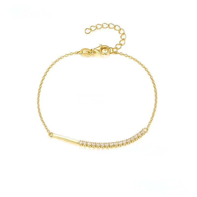Gold Quarter Eternity Tennis Bracelet Chain
