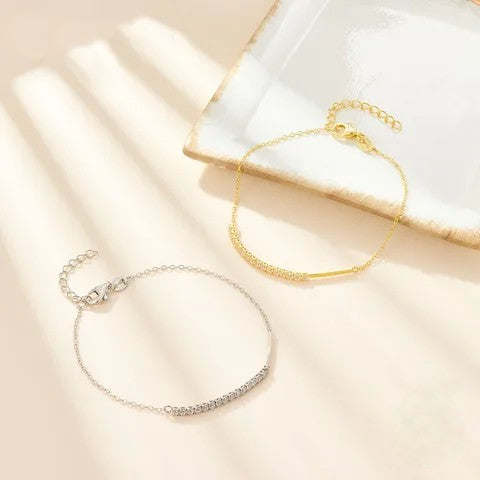 Gold Quarter Eternity Tennis Bracelet Chain