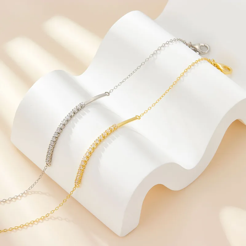 Gold Quarter Eternity Tennis Bracelet Chain