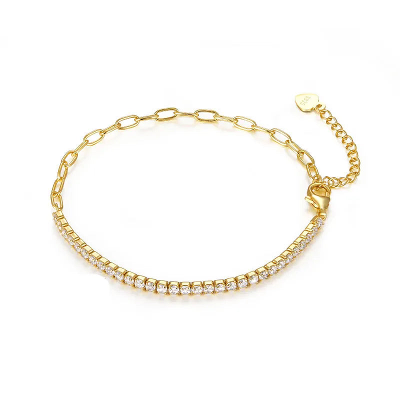 Gold Half Eternity Tennis Bracelet Chain