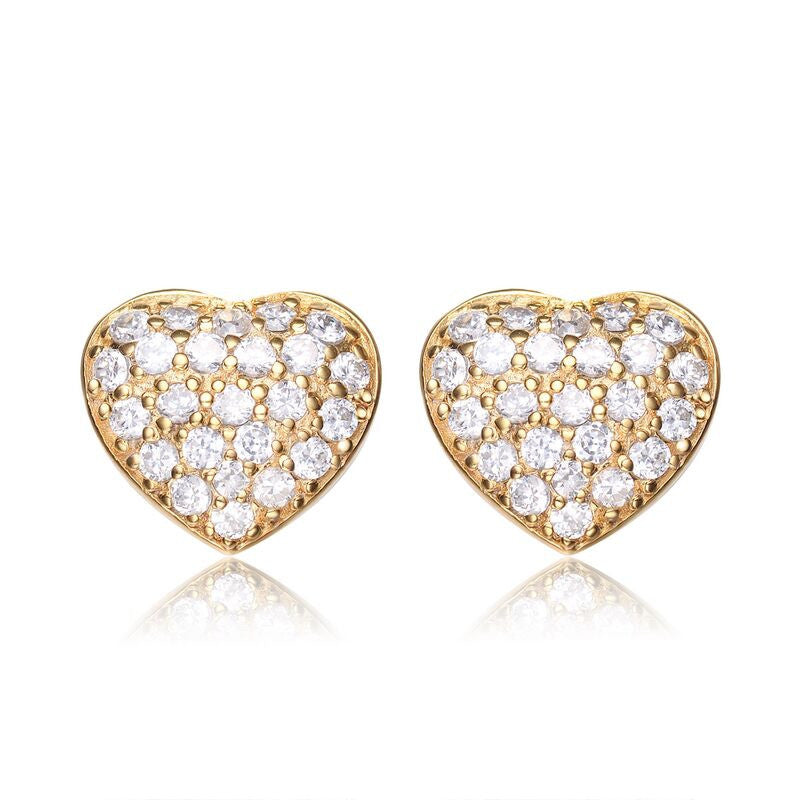 Sparkling Golden Heart Stud Earrings