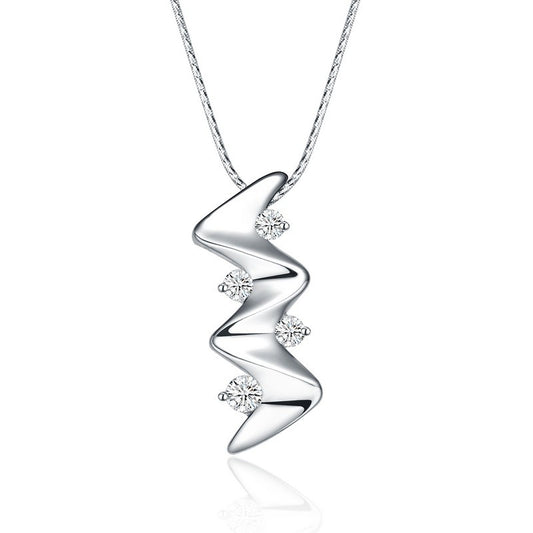 Silver Wave Studded Necklace