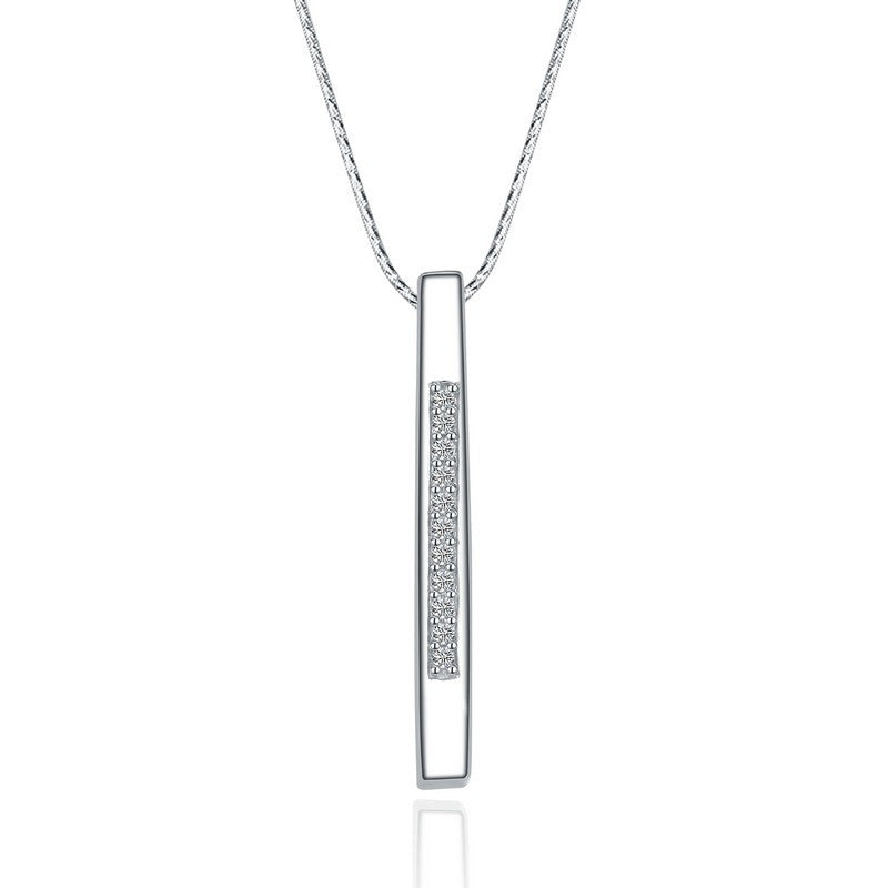 Silver Single Streak Cubic Zirconia Necklace