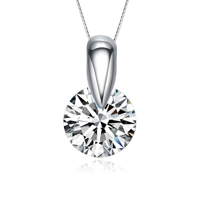 Silver Cubic Zirconia Drop Gem Necklace