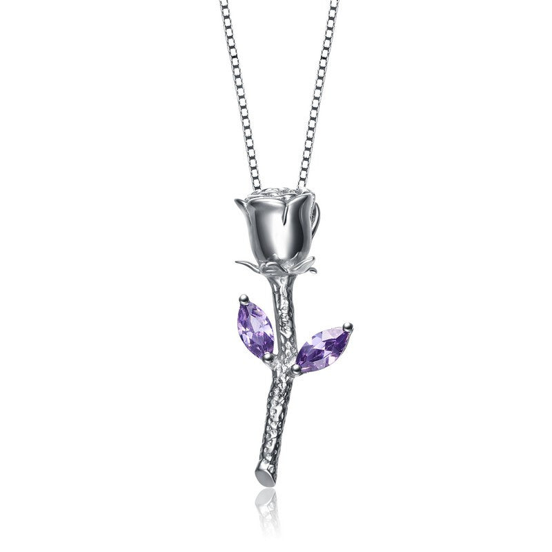 Single Rosebud Flower-Shaped Necklace
