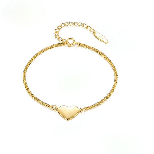 Gold Heart Charm Pendant Bracelet