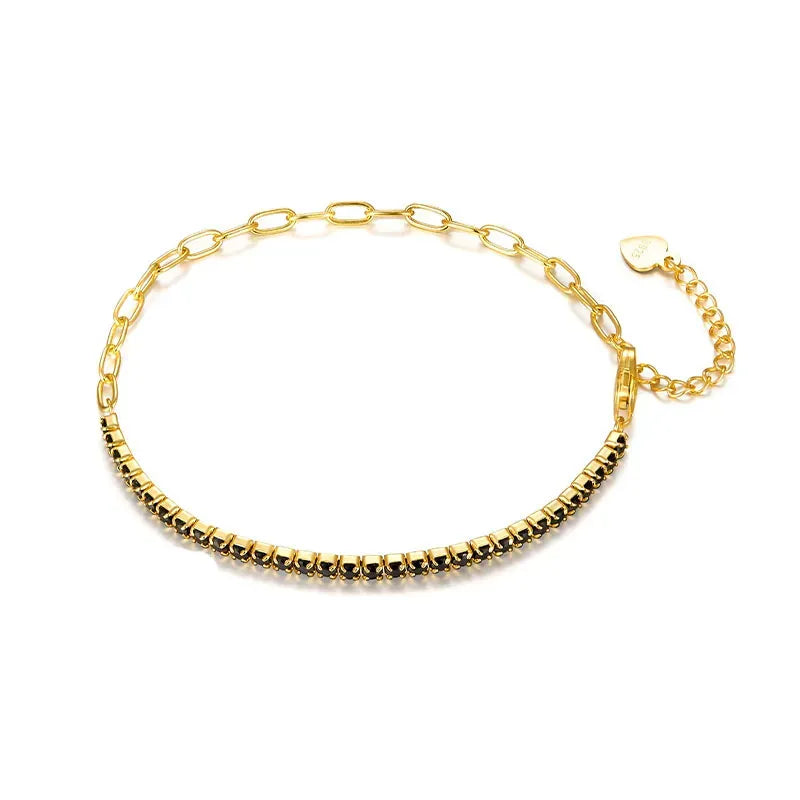 Gold Half Eternity Tennis Bracelet Chain