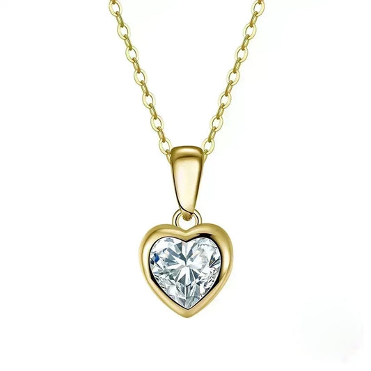 Heart Cut Gold Sparkling Pendant Necklace