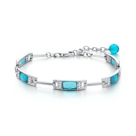 Sky Blue Quartz Sterling Silver Bracelet