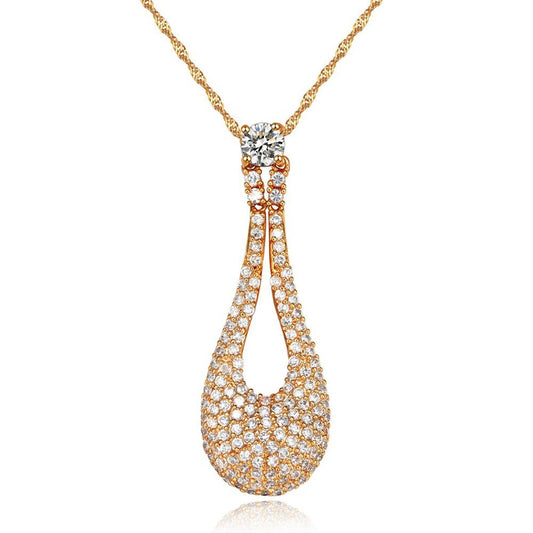 Sparkling Pave Tear Water Drop Stud Necklace