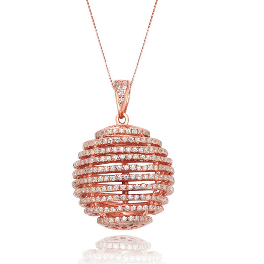 Rose Gold Crystal Swirl Ball Necklace