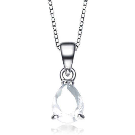 Silver Oval Cubic Zirconia Necklace