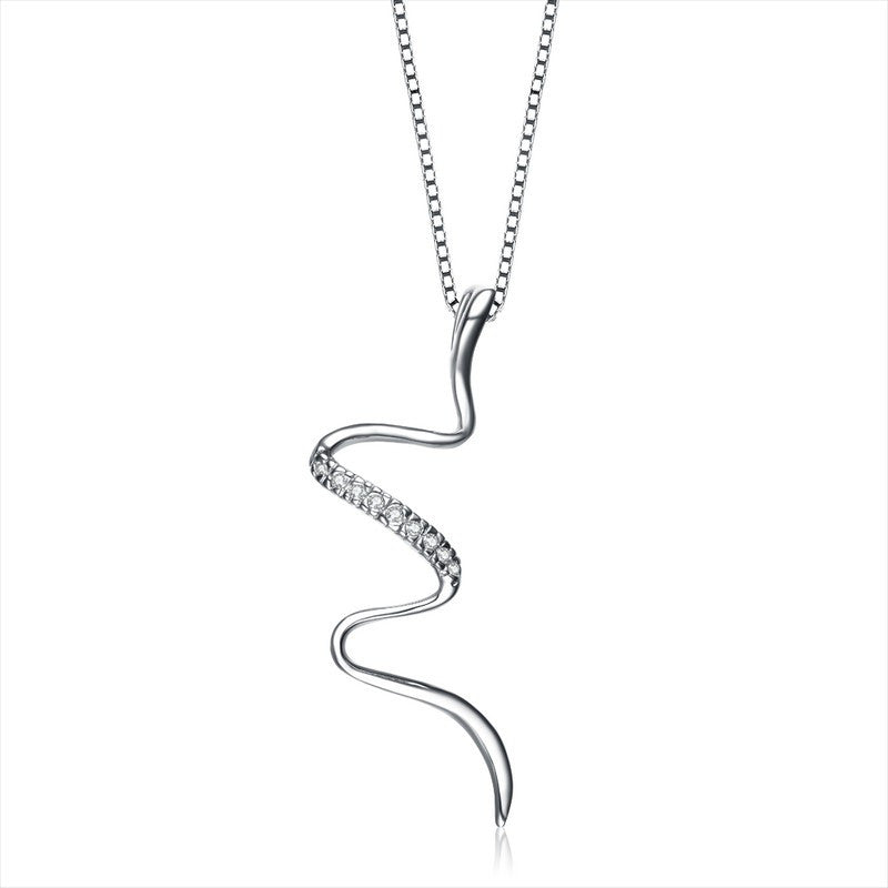 Sterling Silver Twisted Cubic Zirconia Necklace