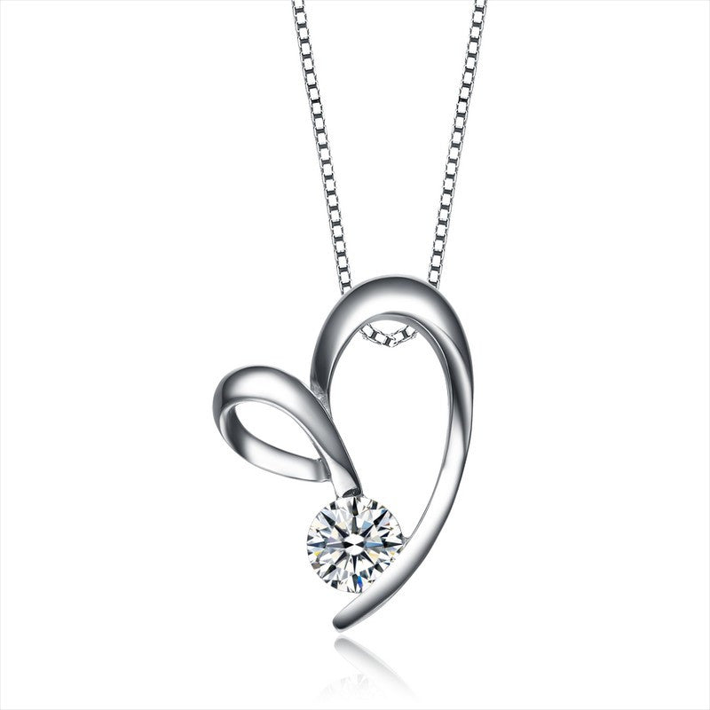 Silver Spiral Heart Gem Necklace