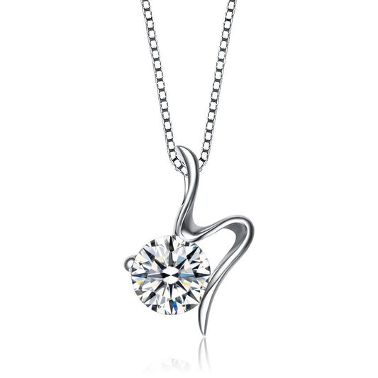 Sterling Silver Wave Swirl Cubic Zirconia Necklace