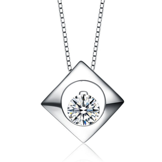 Sterling Silver Square Cubic Zirconia Necklace