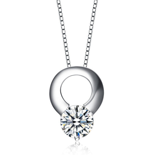 Sterling Silver Round Cubic Zirconia Necklace