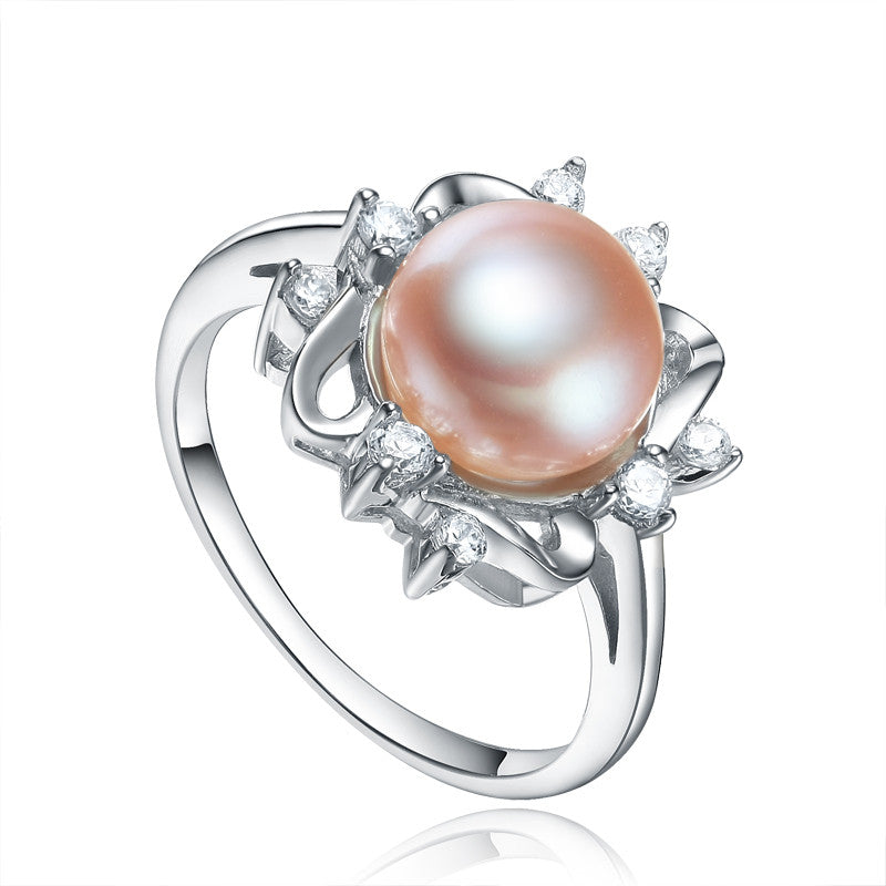 Sterling Silver Crowned Freshwater Pearl Ring