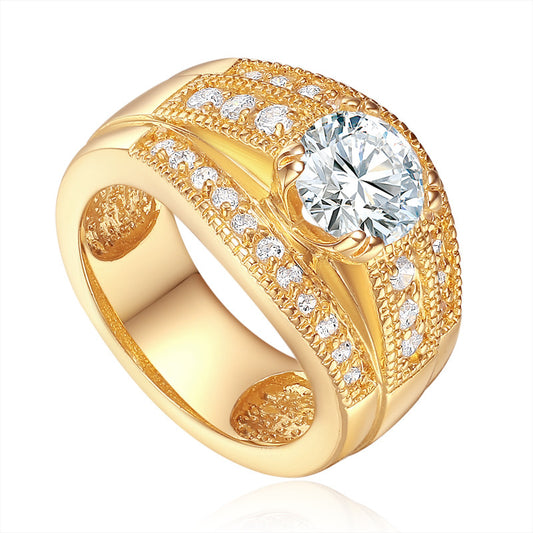 Triple Row Stone Band Shoulders Ring